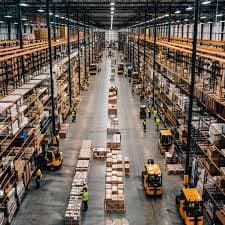 A clean and organized food warehouse